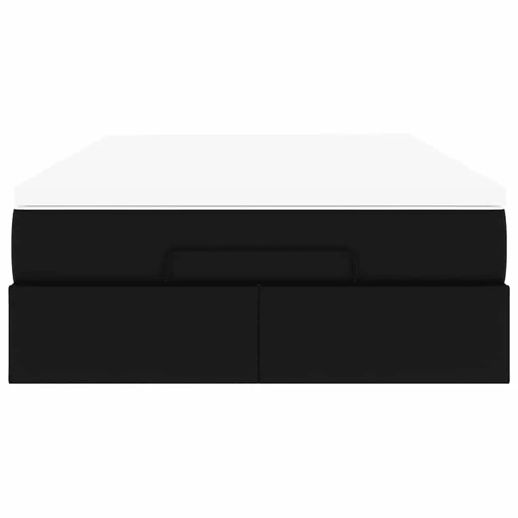 Super Single Ottoman Storage Bed in Black Faux Leather