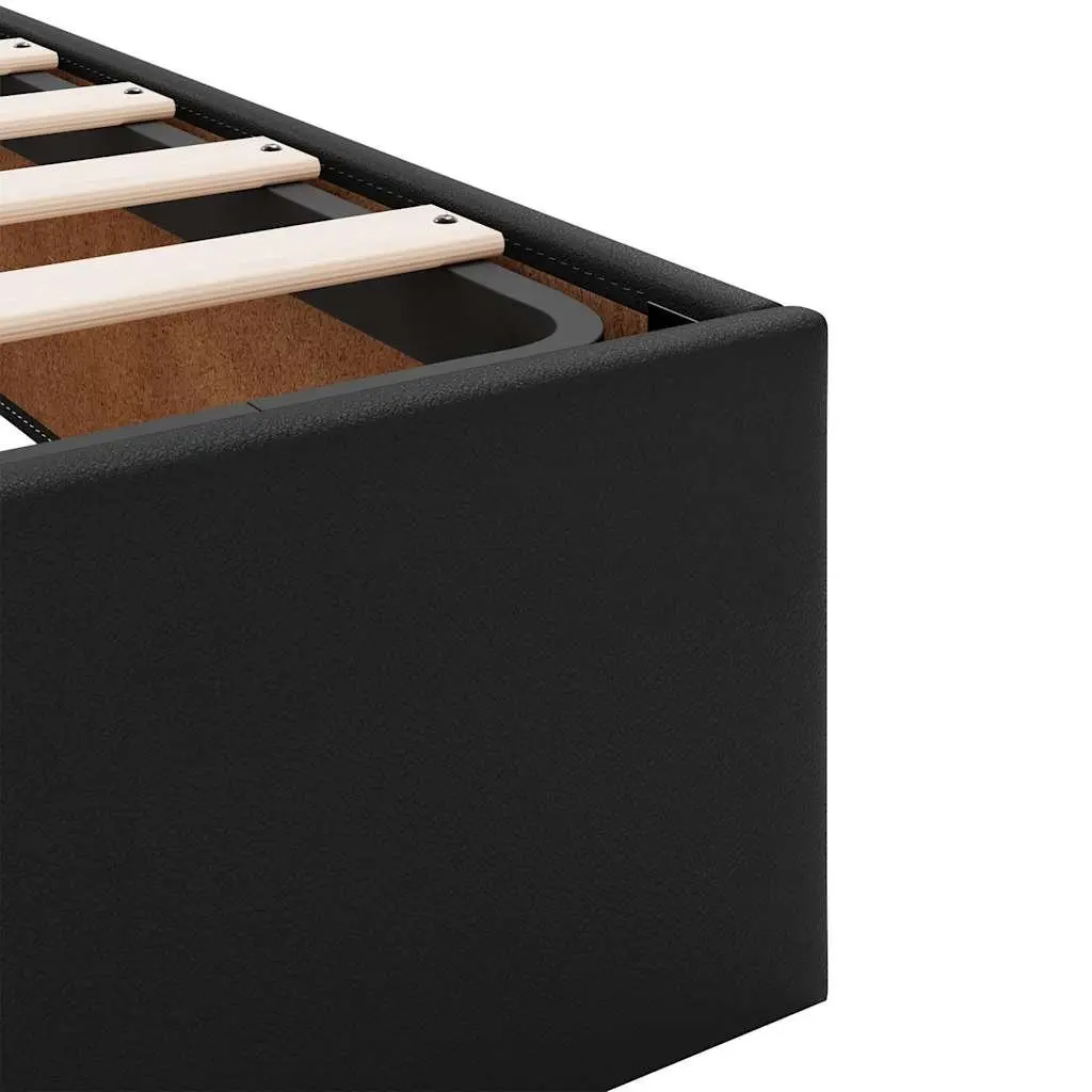 Super Single Ottoman Storage Bed in Black Faux Leather