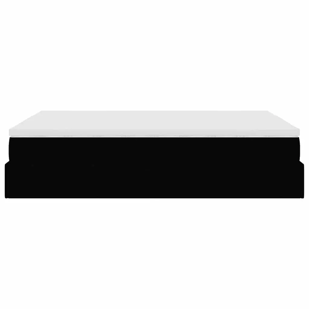 Double Ottoman Bed Polyester Fabric Black with Pocket Spring Mattress