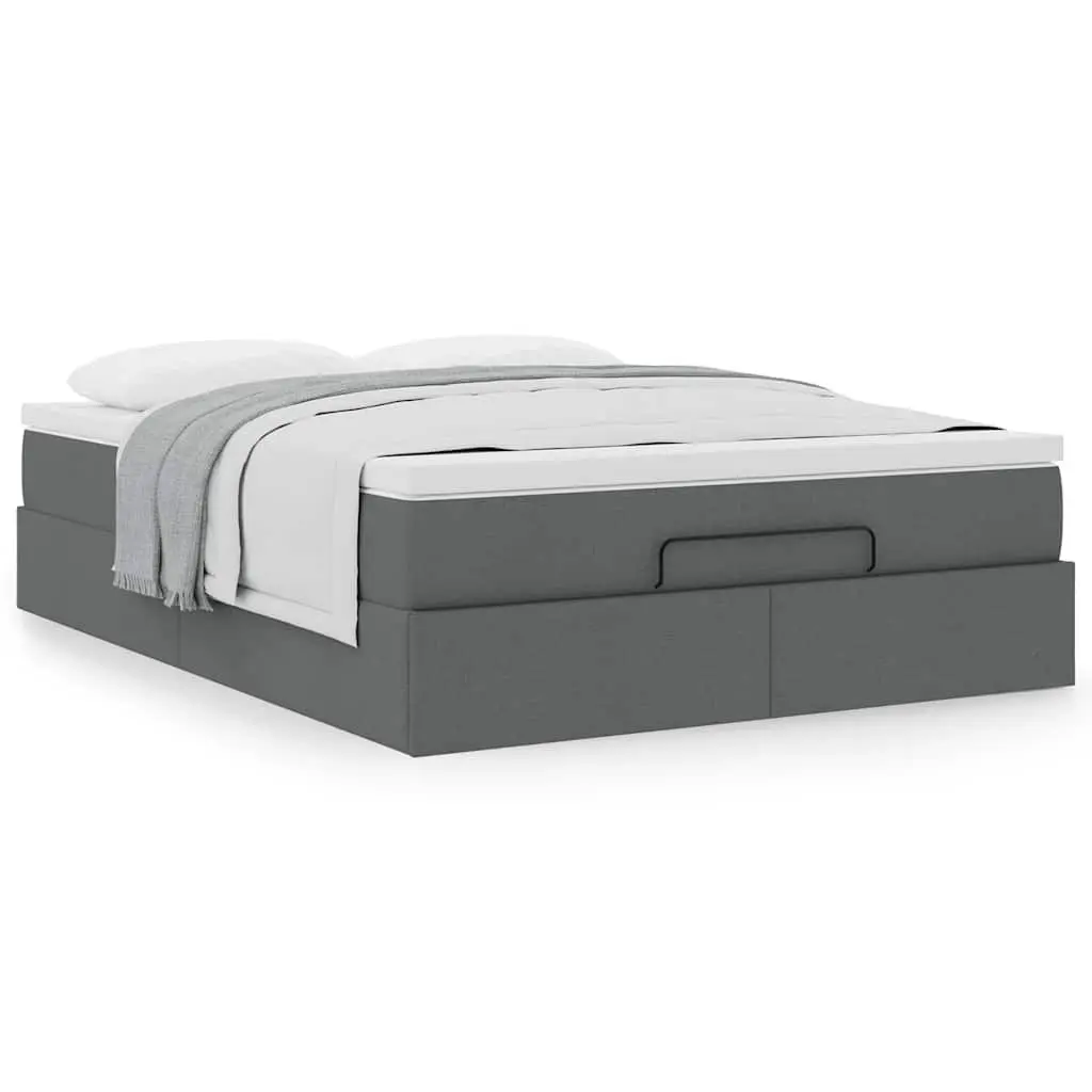 Ottoman Bed Pocket Spring Mattress Queen Grey Fabric Storage Lift Base