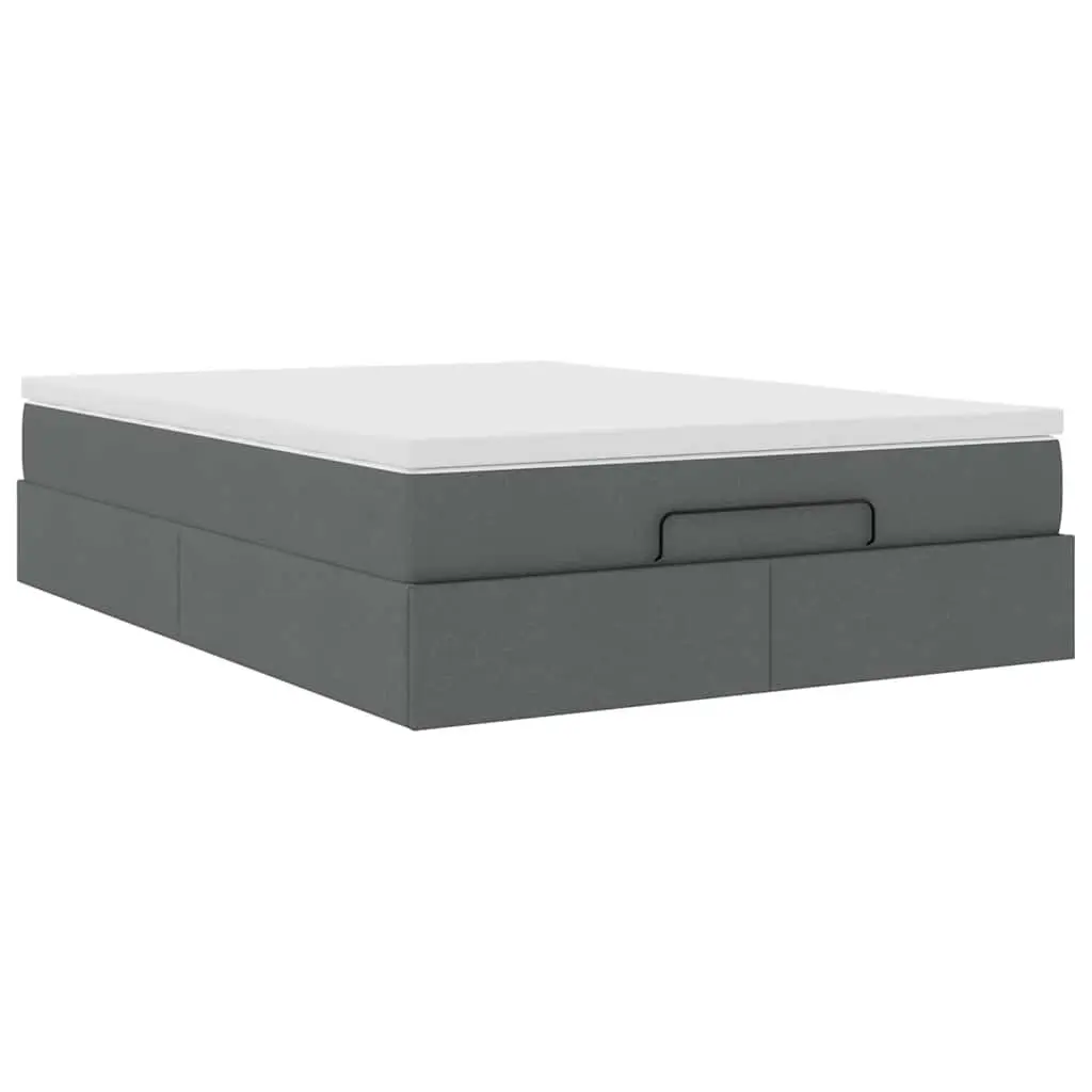 Ottoman Bed Pocket Spring Mattress Queen Grey Fabric Storage Lift Base