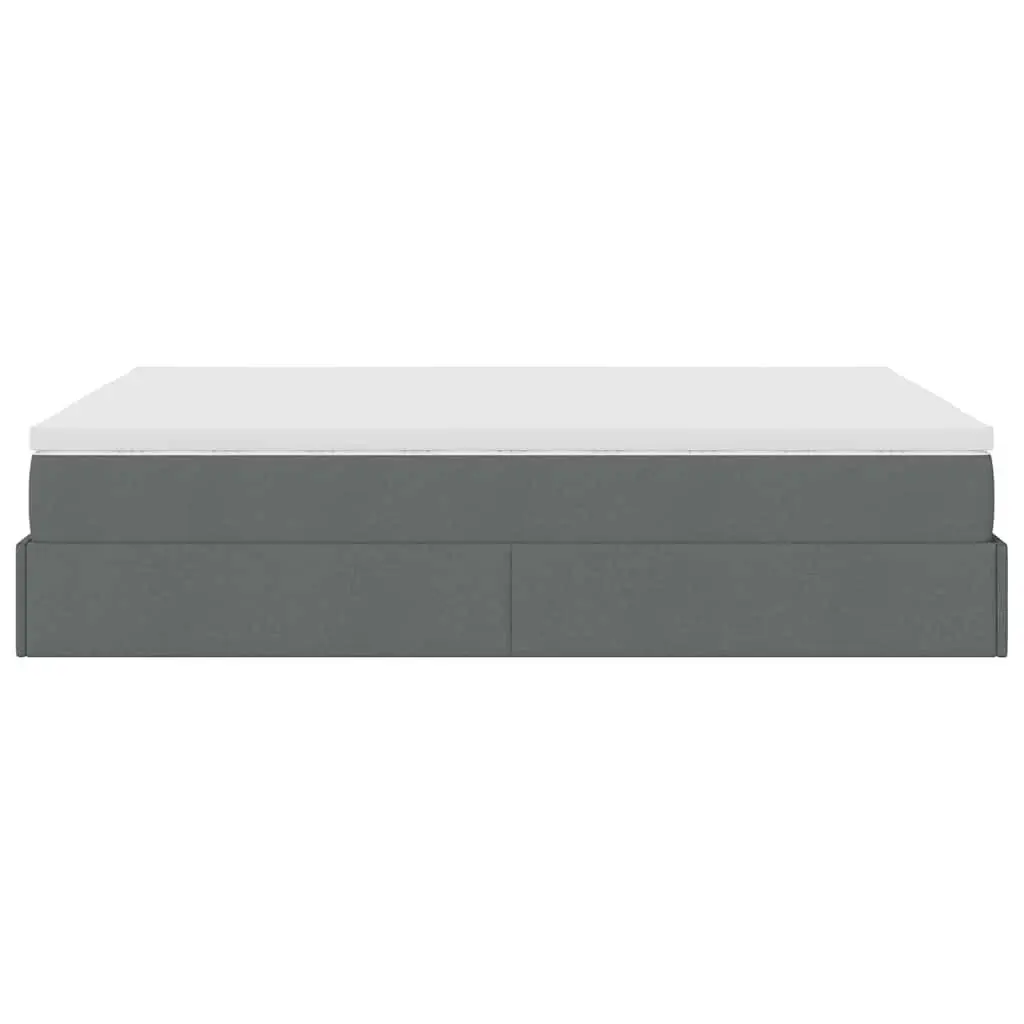 Ottoman Bed Pocket Spring Mattress Queen Grey Fabric Storage Lift Base