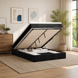 Durable Queen Ottoman Bed with Lift Storage and Mattress