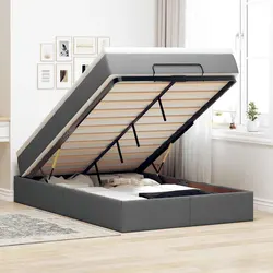 Stylish Ottoman Bed with Pocket Spring Mattress in Grey