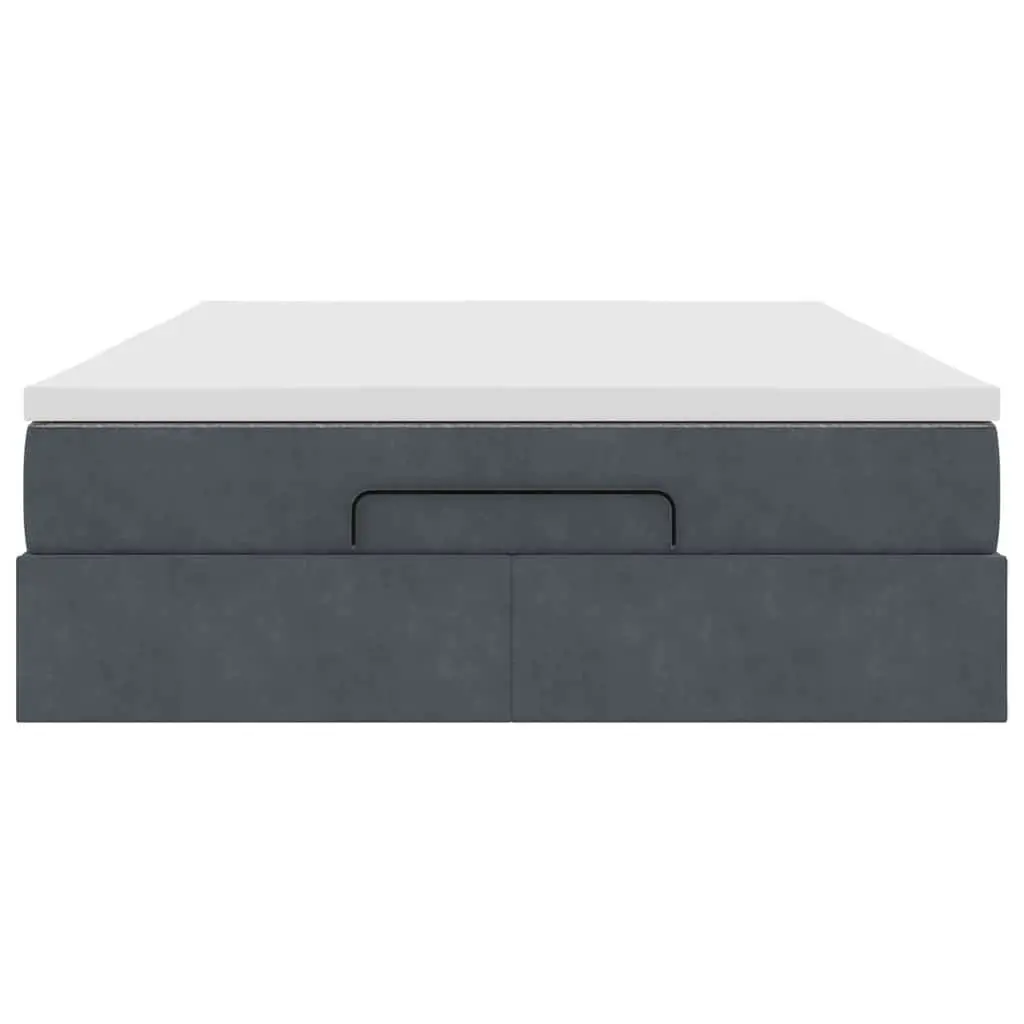 Ottoman Bed Double Velvet Grey Pocket Spring Mattress Storage