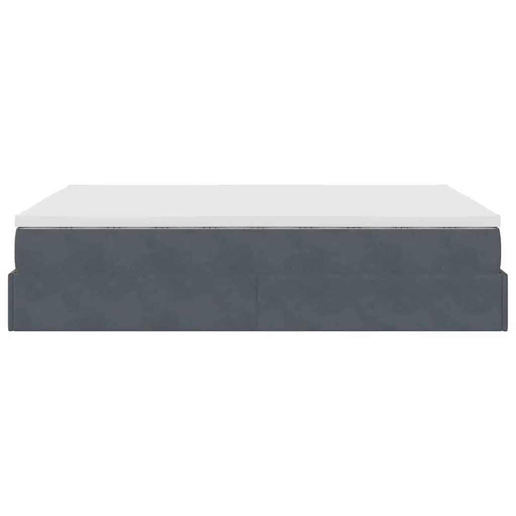 Ottoman Bed Double Velvet Grey Pocket Spring Mattress Storage