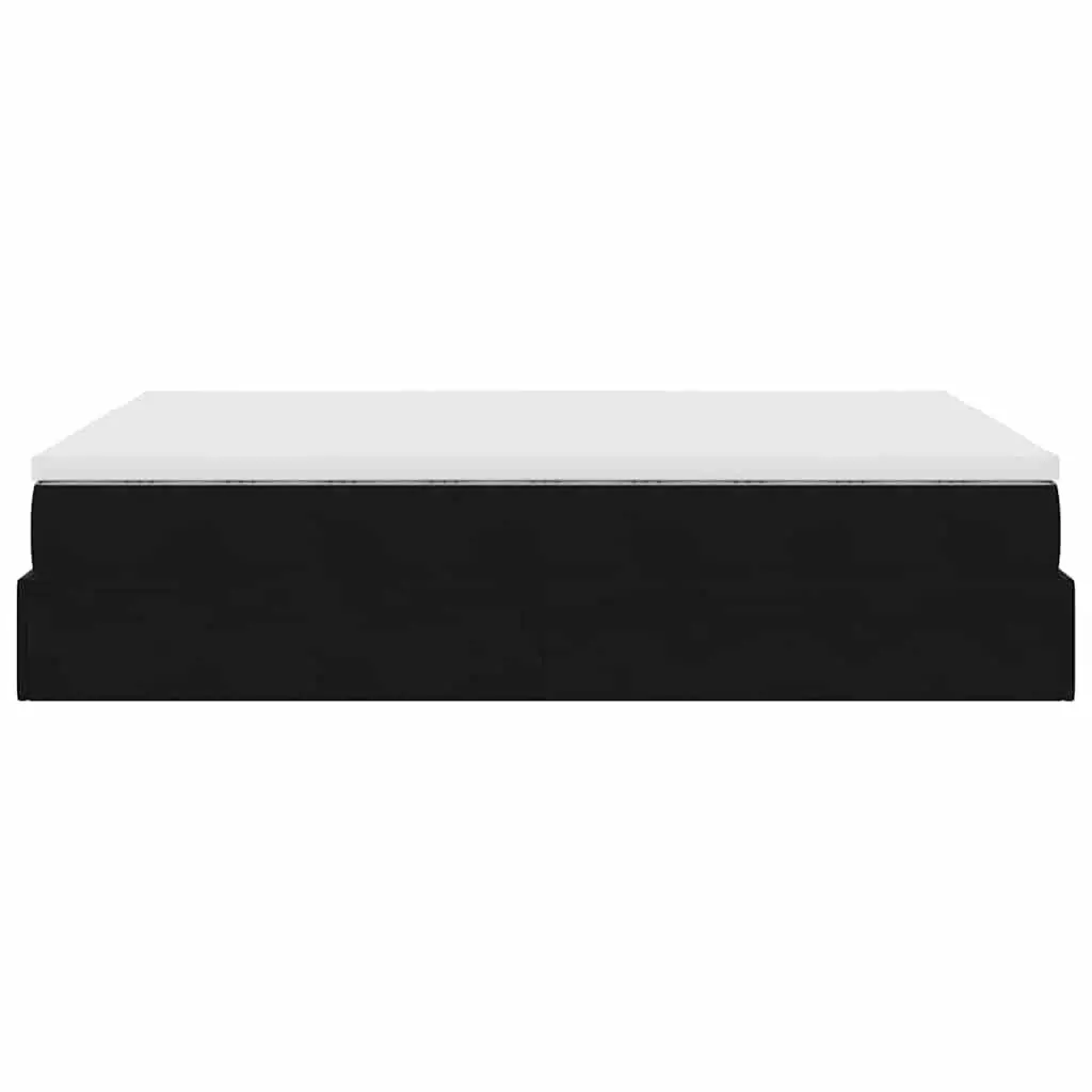 Ottoman Bed Velvet Double Black with Pocket Spring Mattress and Hydraulic Lift Storage Frame