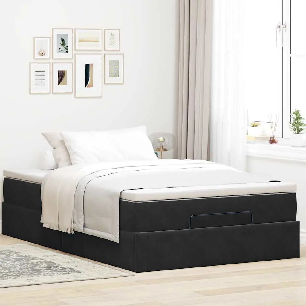 Black Velvet Ottoman Storage Bed King Single
