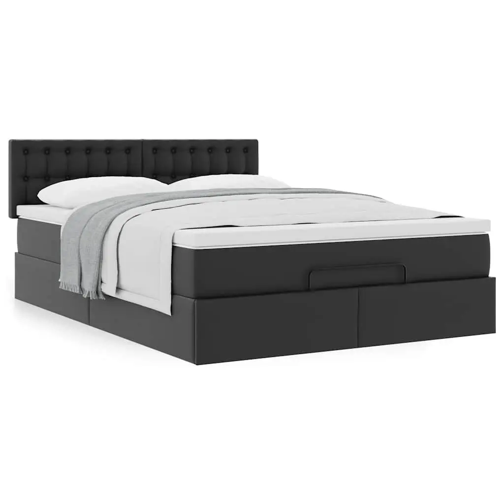 Queen Ottoman Bed with Pocket Spring Mattress in Black