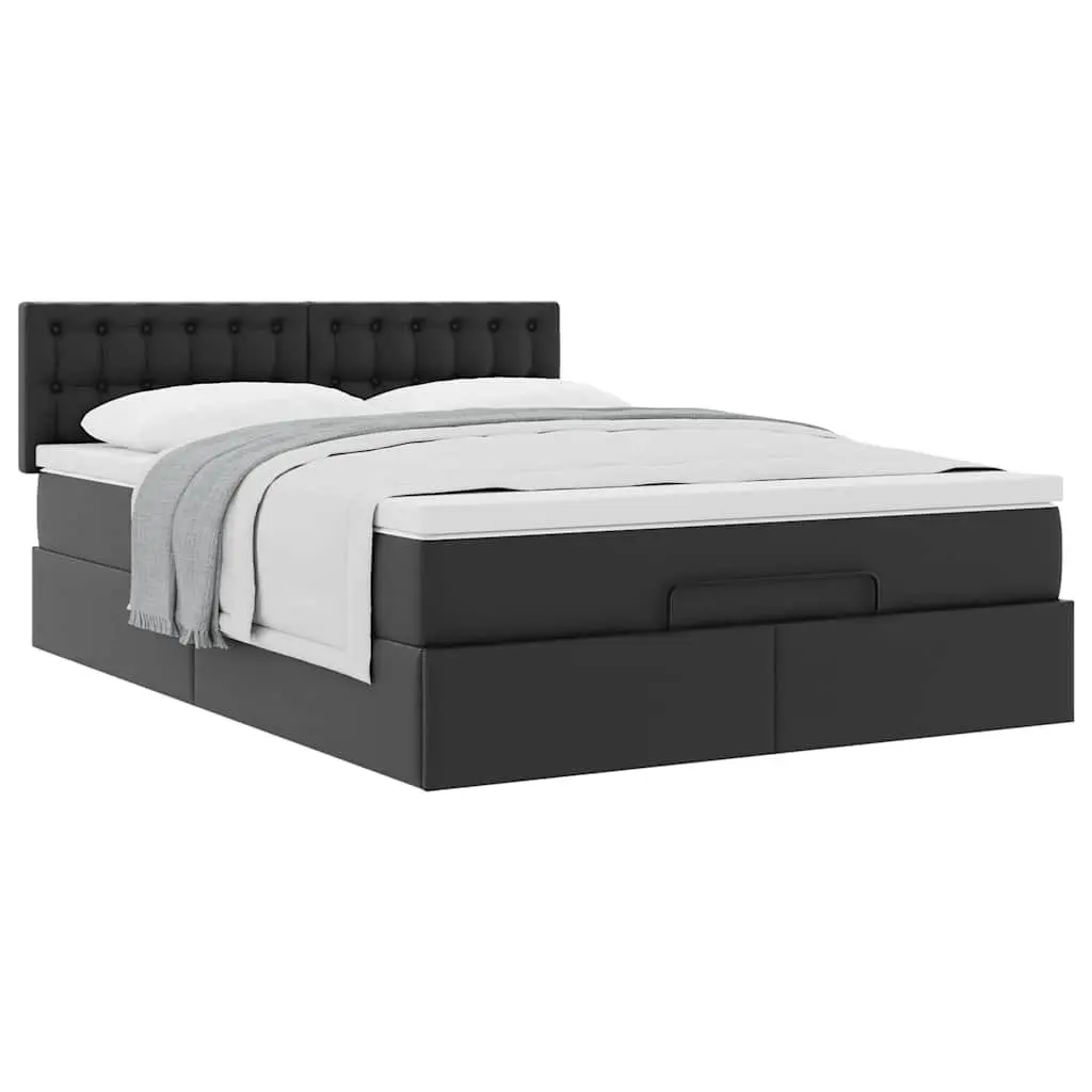 Queen Ottoman Bed with Pocket Spring Mattress in Black