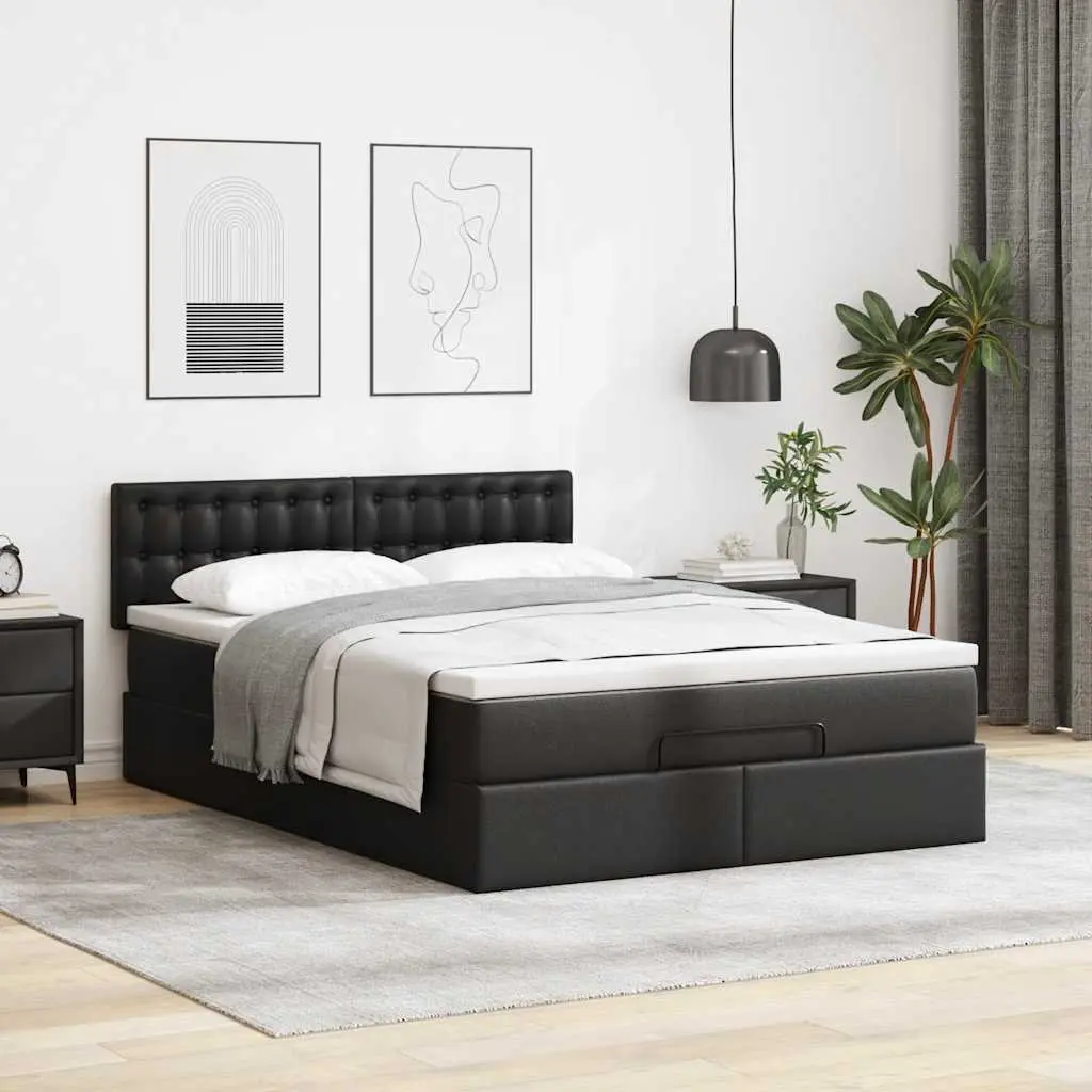 Queen Ottoman Bed with Pocket Spring Mattress in Black