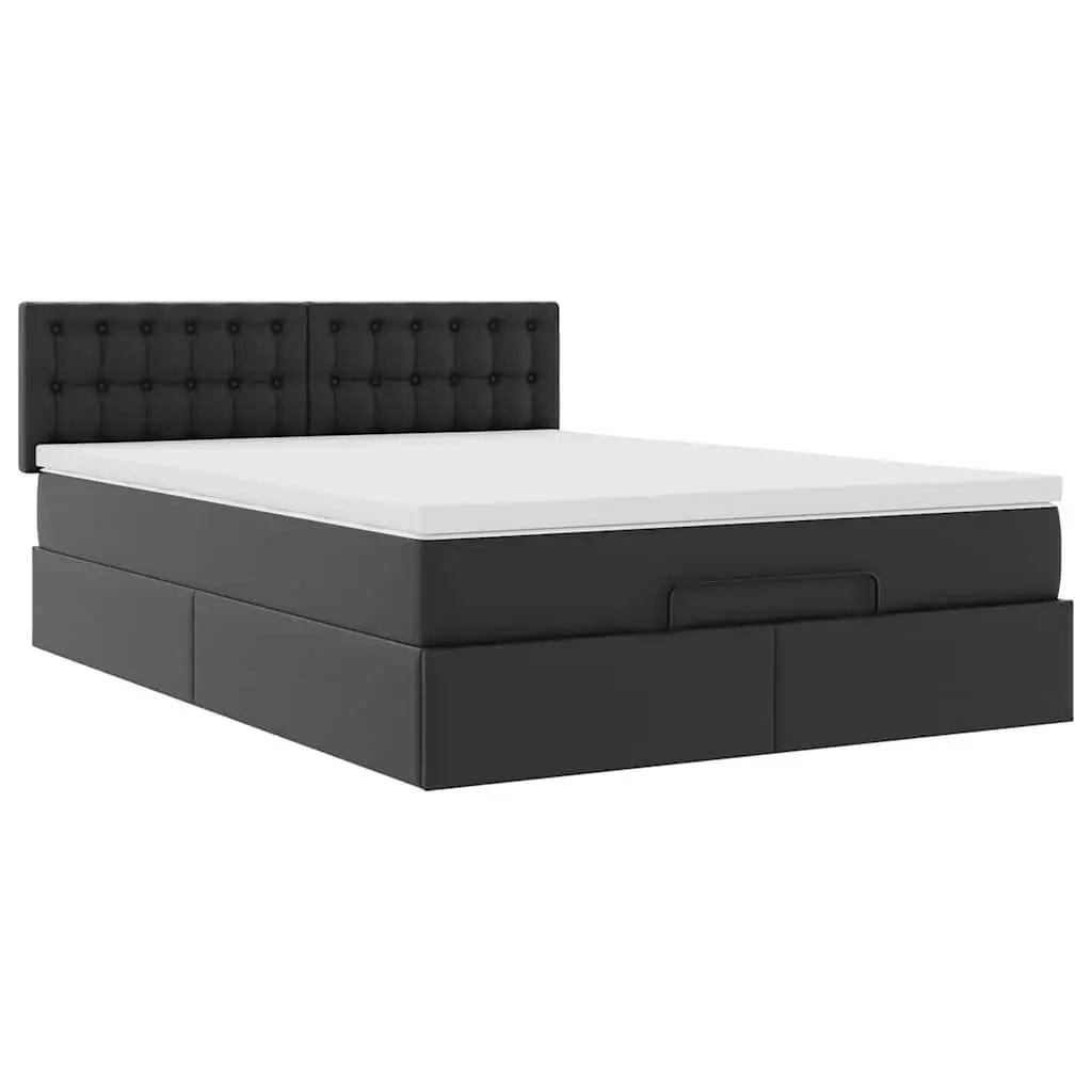 Queen Ottoman Bed with Pocket Spring Mattress in Black