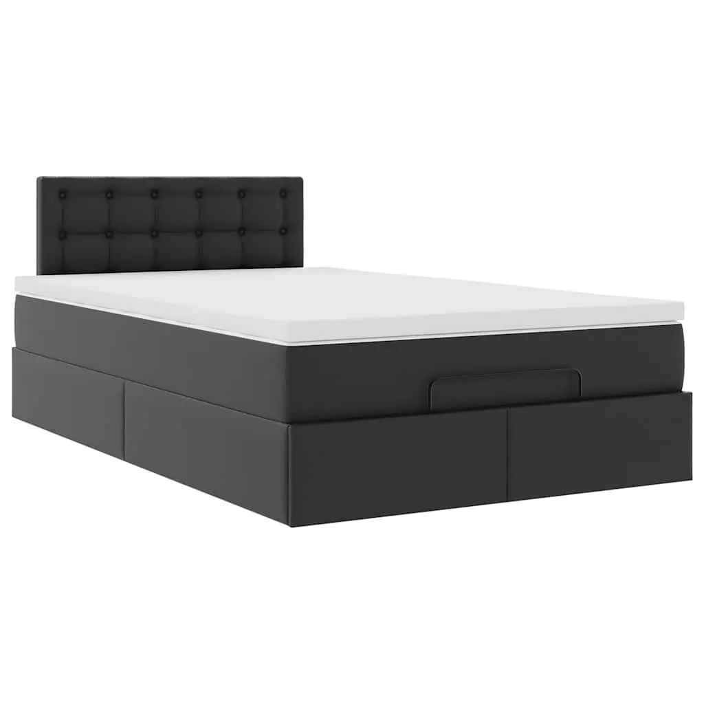 Ottoman Bed Faux Leather King Single Black with Mattress Storage Lift Frame