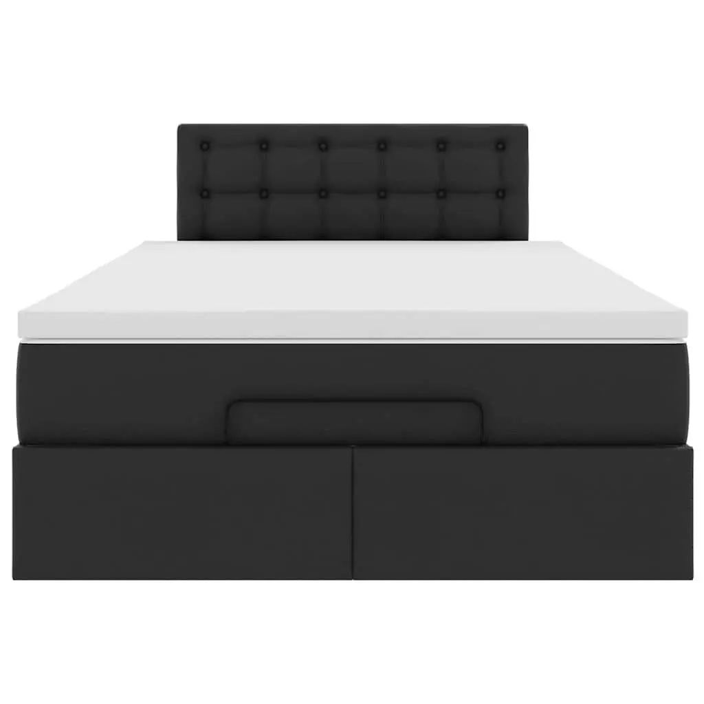Ottoman Bed Faux Leather King Single Black with Mattress Storage Lift Frame