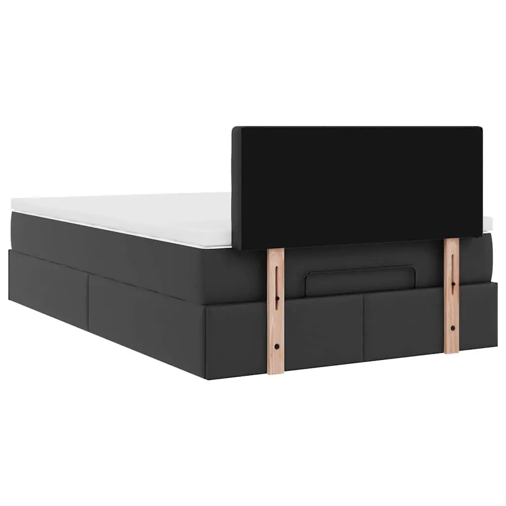 Ottoman Bed Faux Leather King Single Black with Mattress Storage Lift Frame