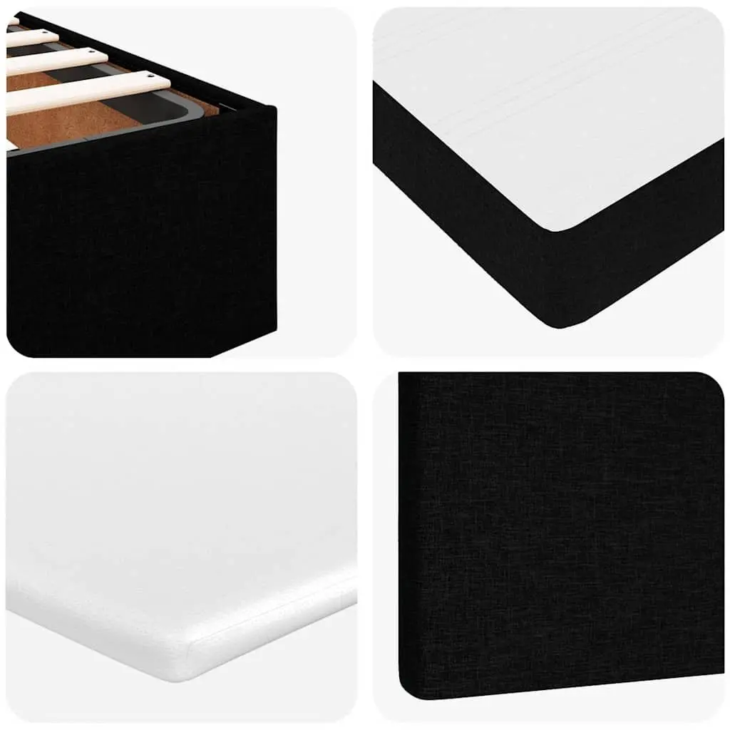 Black Upholstered Ottoman Bed with Mattress and Storage