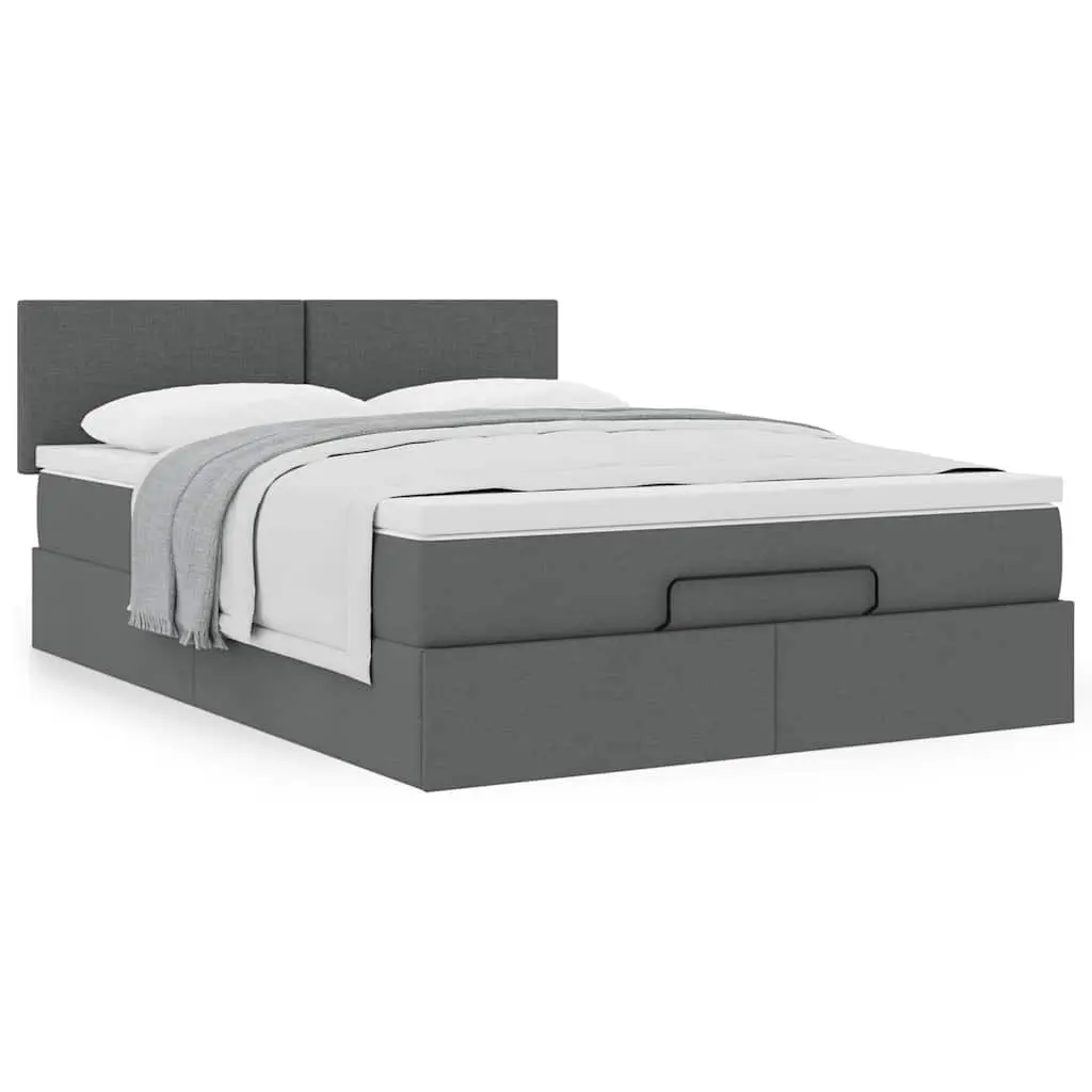 Grey Fabric Ottoman Bed Queen with Pocket Spring Mattress