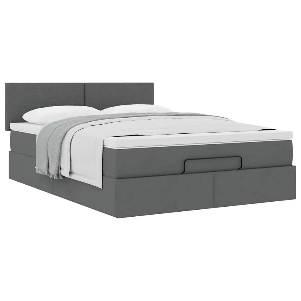 Grey Fabric Ottoman Bed Queen with Pocket Spring Mattress