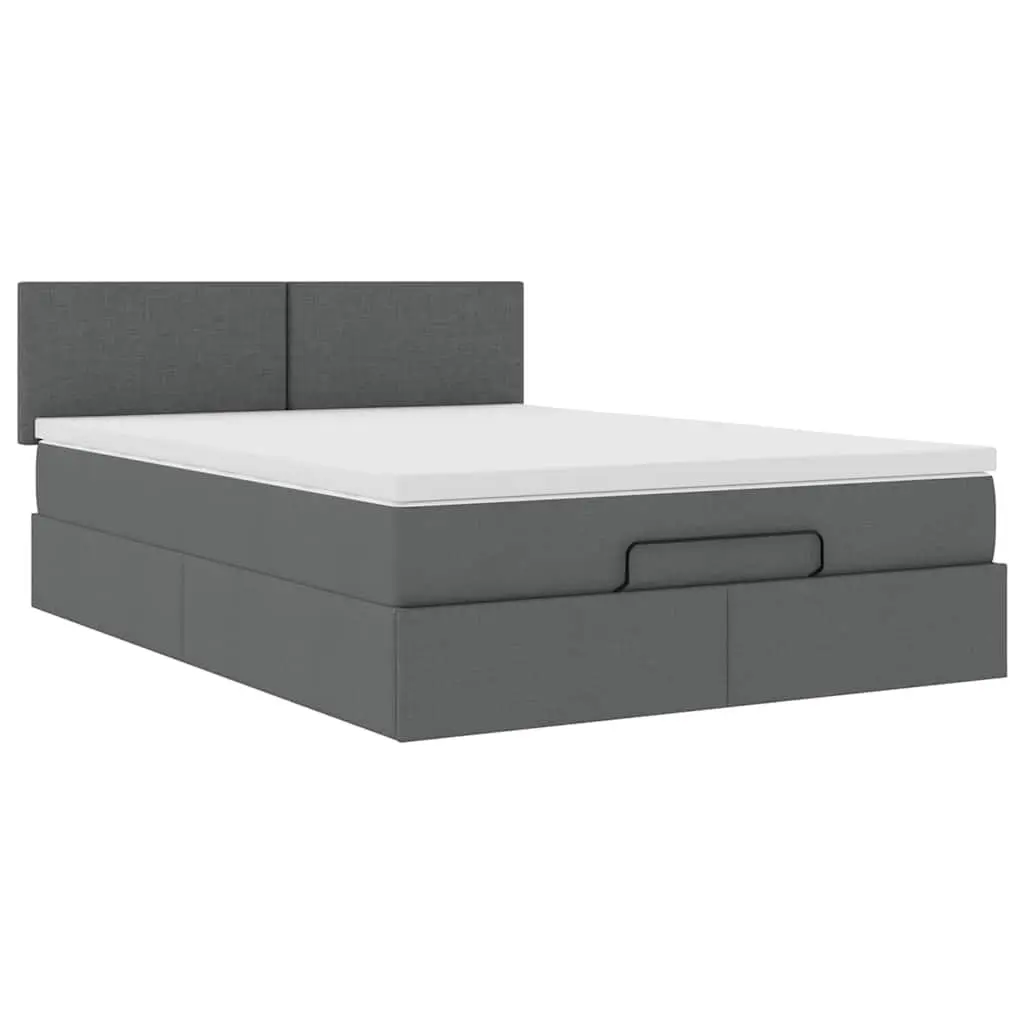Grey Fabric Ottoman Bed Queen with Pocket Spring Mattress