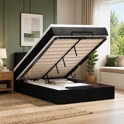 Quality Ottoman Bed with Pocket Spring Mattress in Black