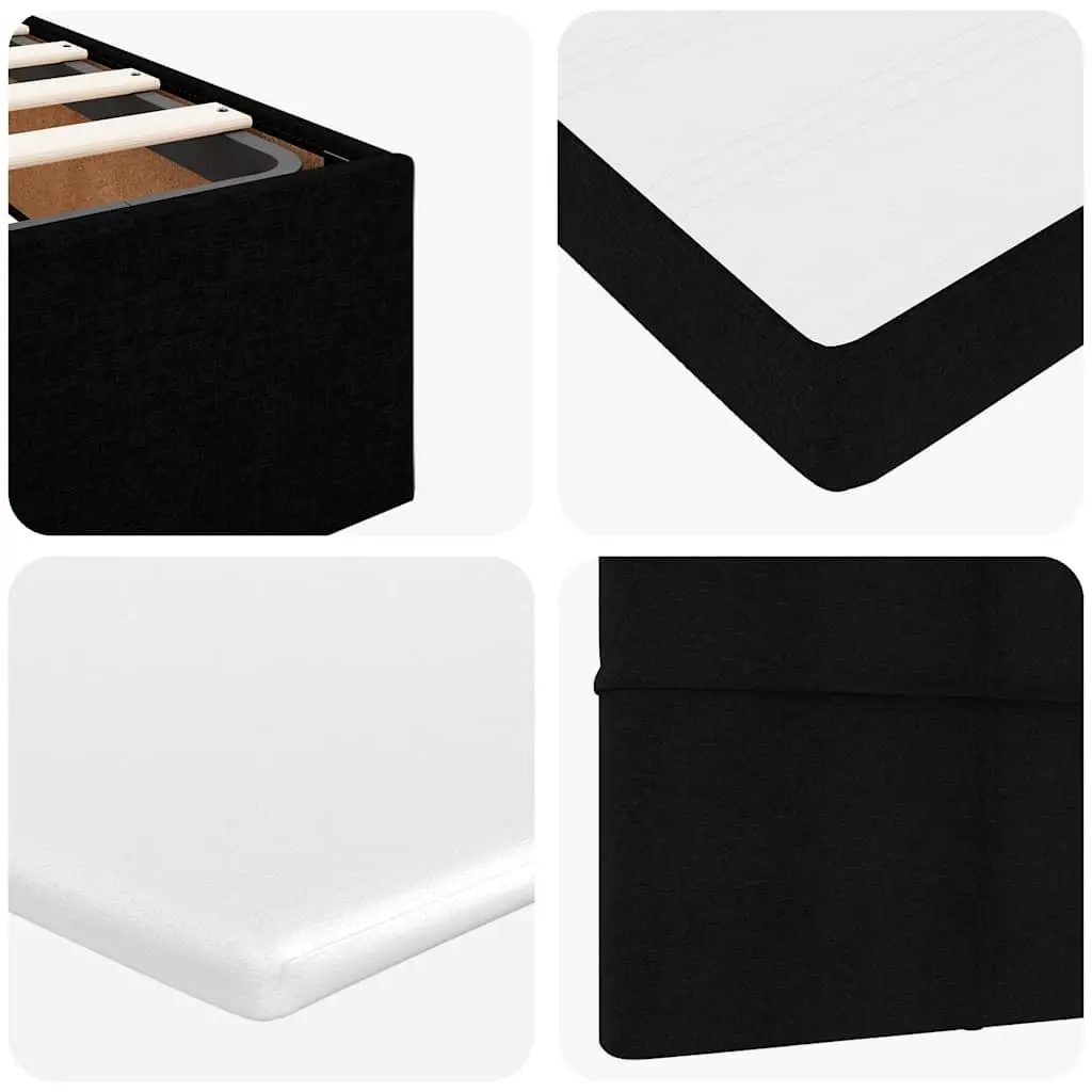 Ottoman Bed Polyester Fabric Black Double Size with Pocket Spring Mattress and Hydraulic Lift Storage Base