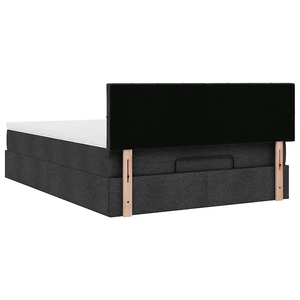 Ottoman Bed Polyester Fabric Black Double Size with Pocket Spring Mattress and Hydraulic Lift Storage Base