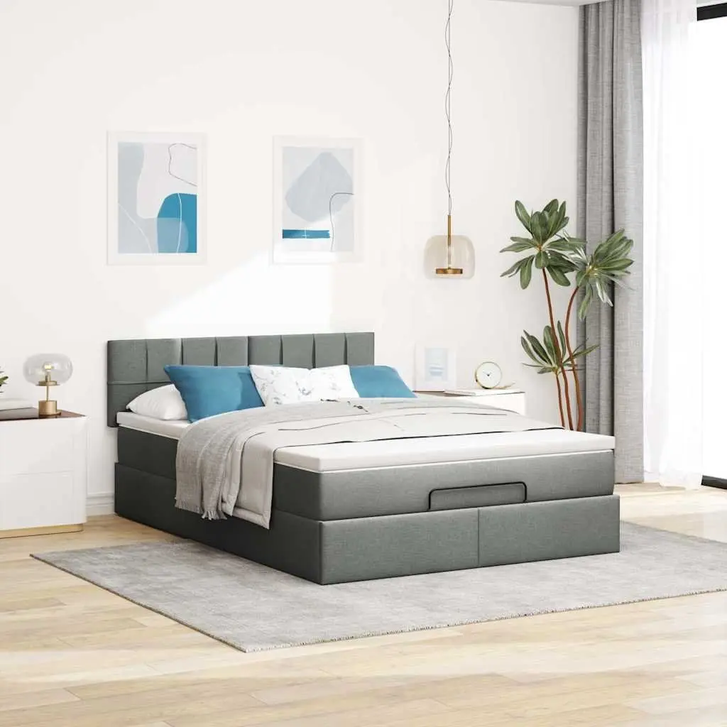 Queen Size Ottoman Bed with Pocket Spring Mattress in Grey