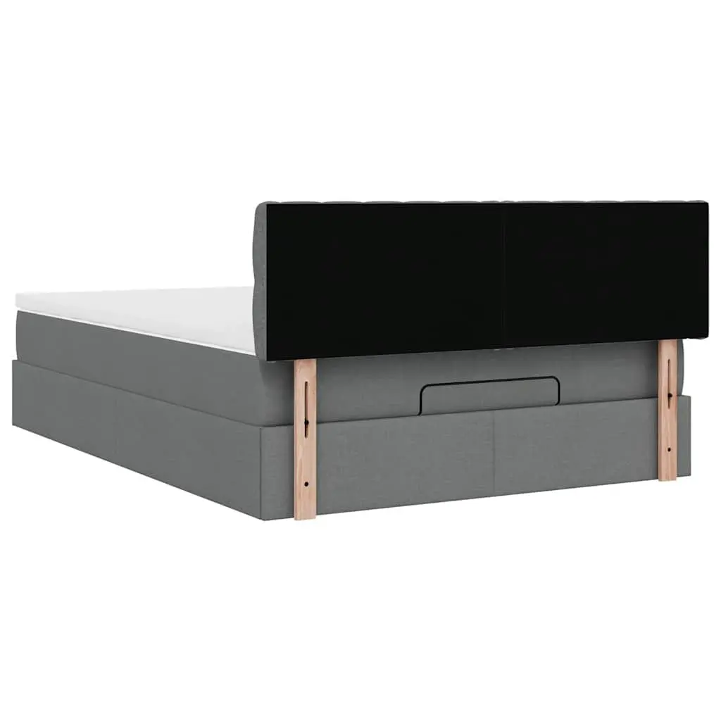 Ottoman Bed Polyester Fabric Queen Size Grey with Pocket Spring Mattress and Hydraulic Lift Storage Base