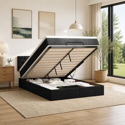 Quality Ottoman Bed with Pocket Spring Mattress in Black