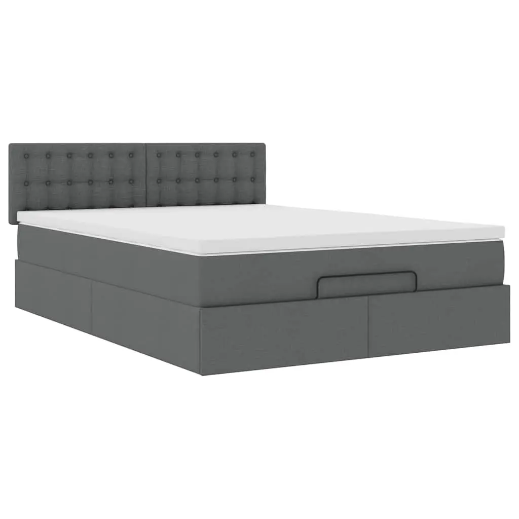 Ottoman Bed Queen Polyester Fabric Grey Pocket Spring Mattress Storage Lift Base