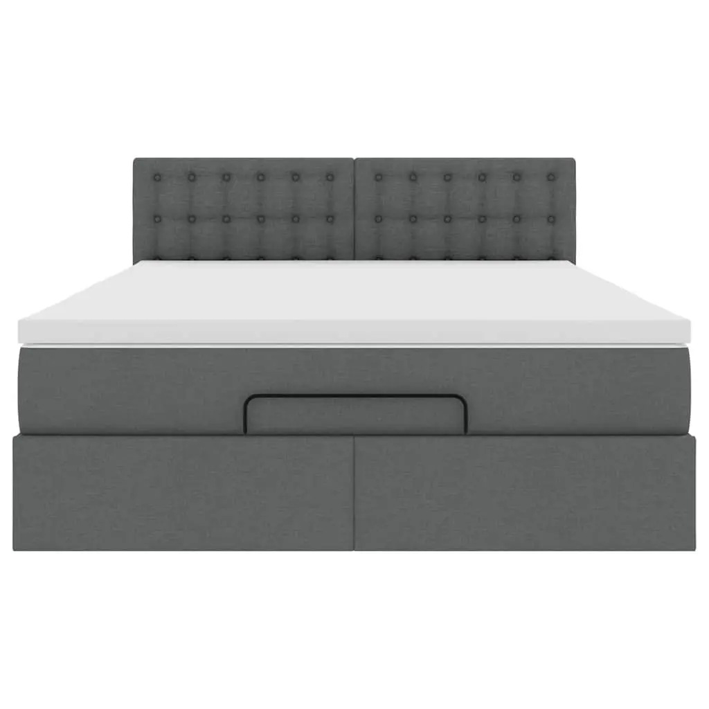 Ottoman Bed Queen Polyester Fabric Grey Pocket Spring Mattress Storage Lift Base