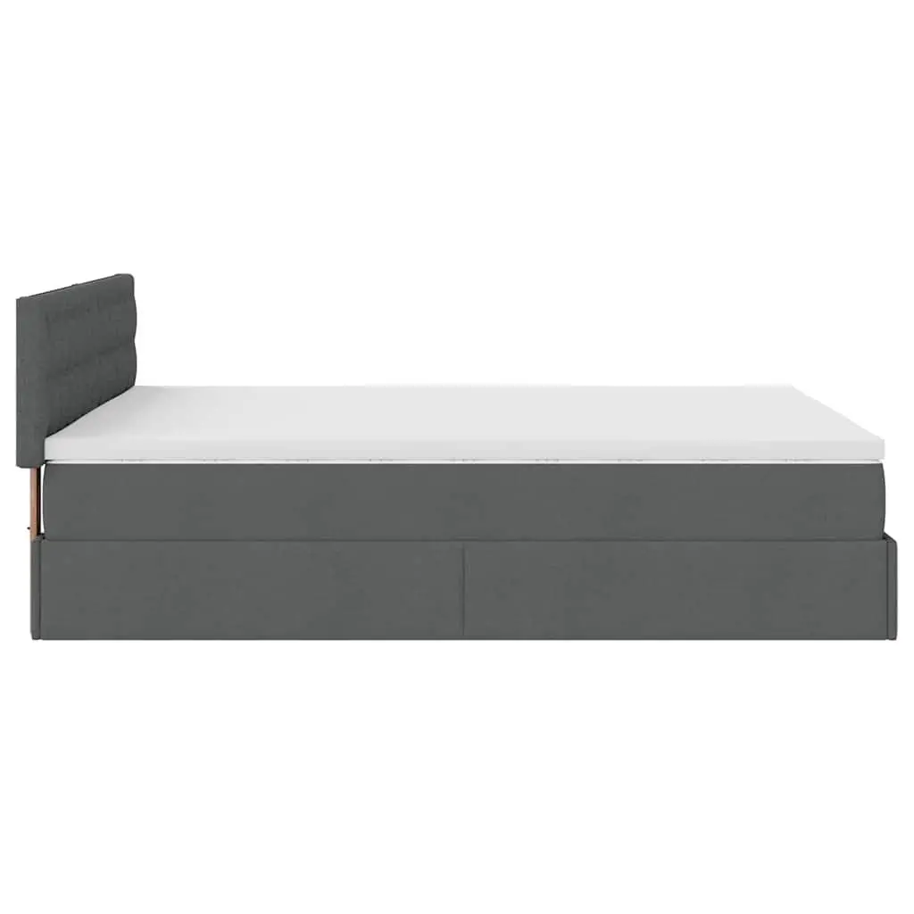 Ottoman Bed Queen Polyester Fabric Grey Pocket Spring Mattress Storage Lift Base