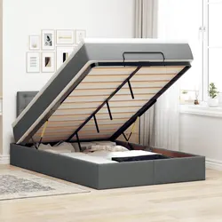 Grey Fabric Ottoman Bed with Pocket Spring Mattress