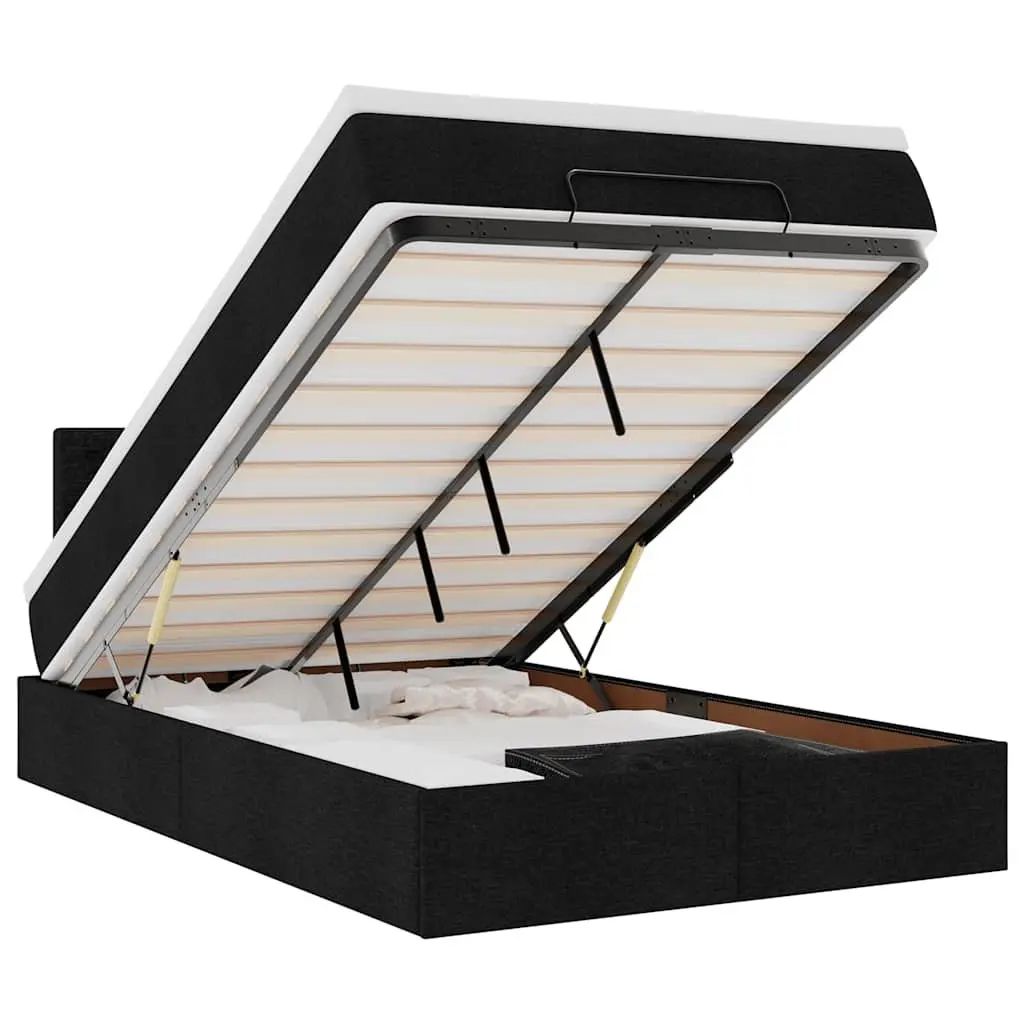 Ottoman Bed with Pocket Spring Mattress in Black