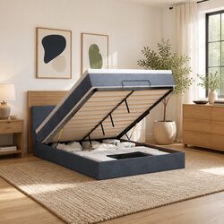 Quality Ottoman Bed with Pocket Spring Mattress in Grey