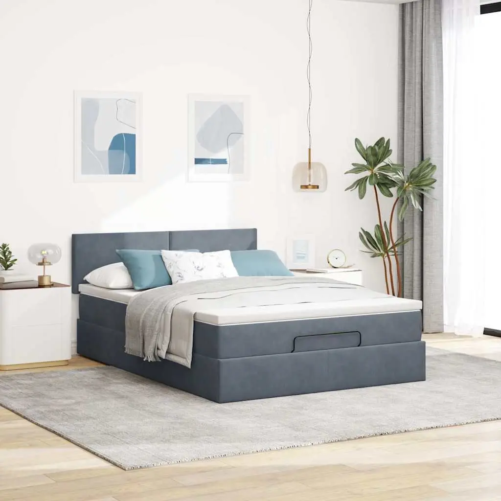 Ottoman Bed with Pocket Spring Mattress in Grey