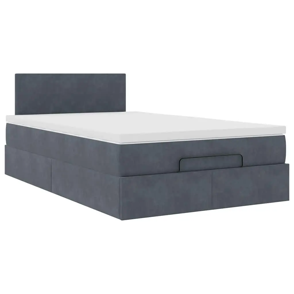 Ottoman Bed with Mattress King Single Storage Lift Grey Velvet Pocket Spring