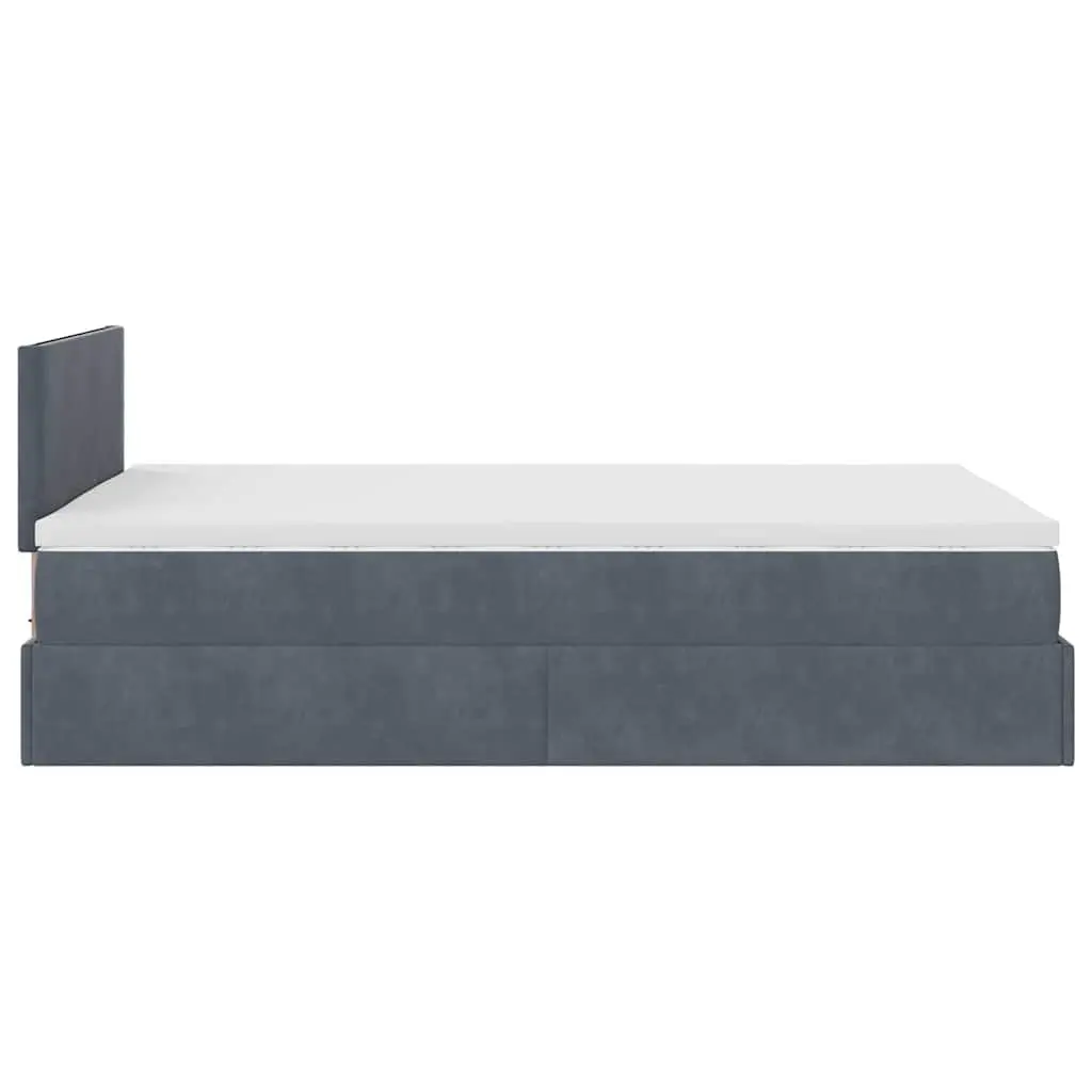 Ottoman Bed with Mattress King Single Storage Lift Grey Velvet Pocket Spring