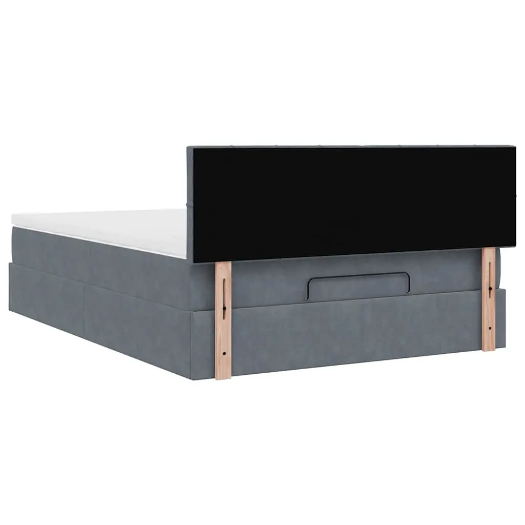 Queen Ottoman Bed with Pocket Spring Mattress Grey Velvet Storage Lift