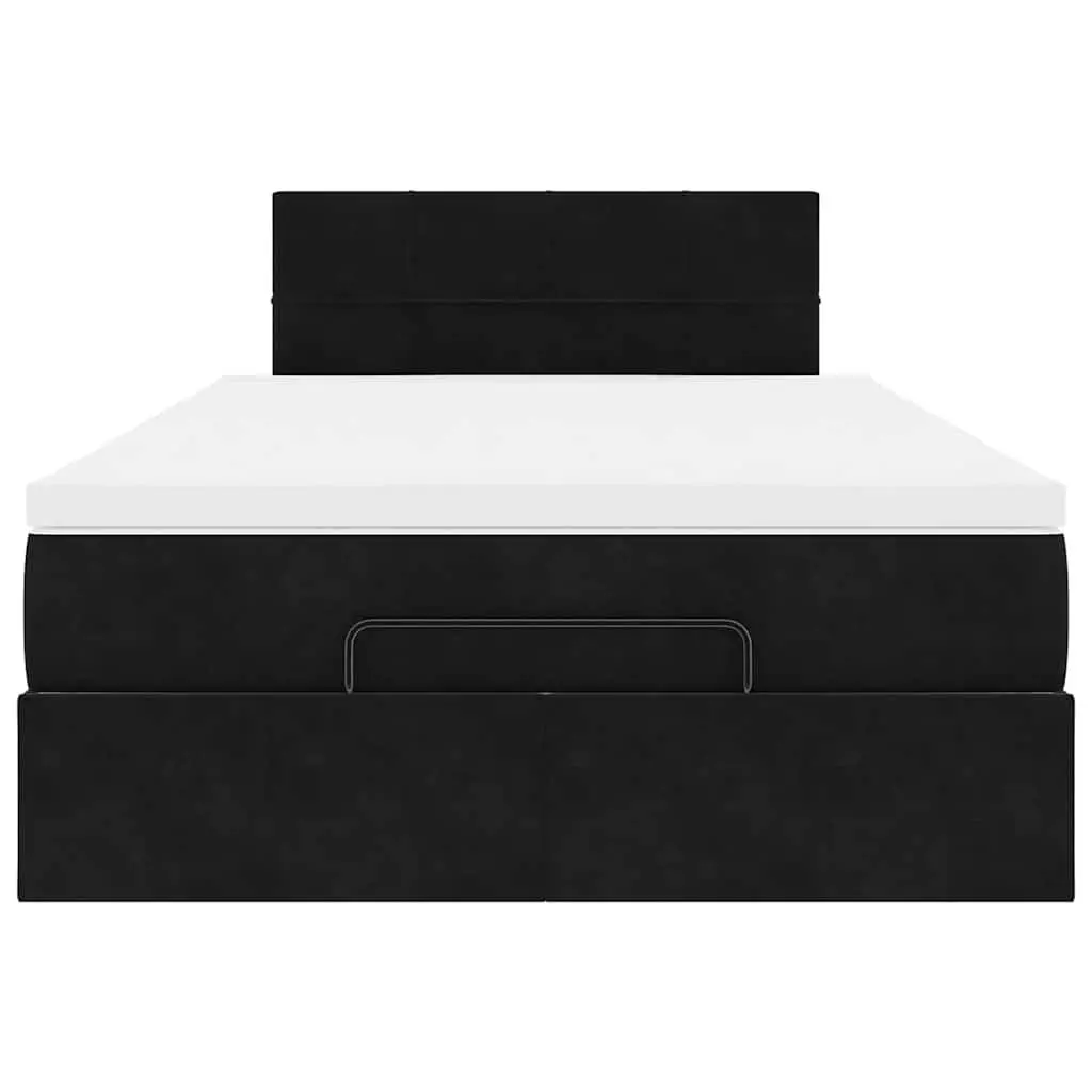 Ottoman Bed with Pocket Spring Mattress in Black Velvet