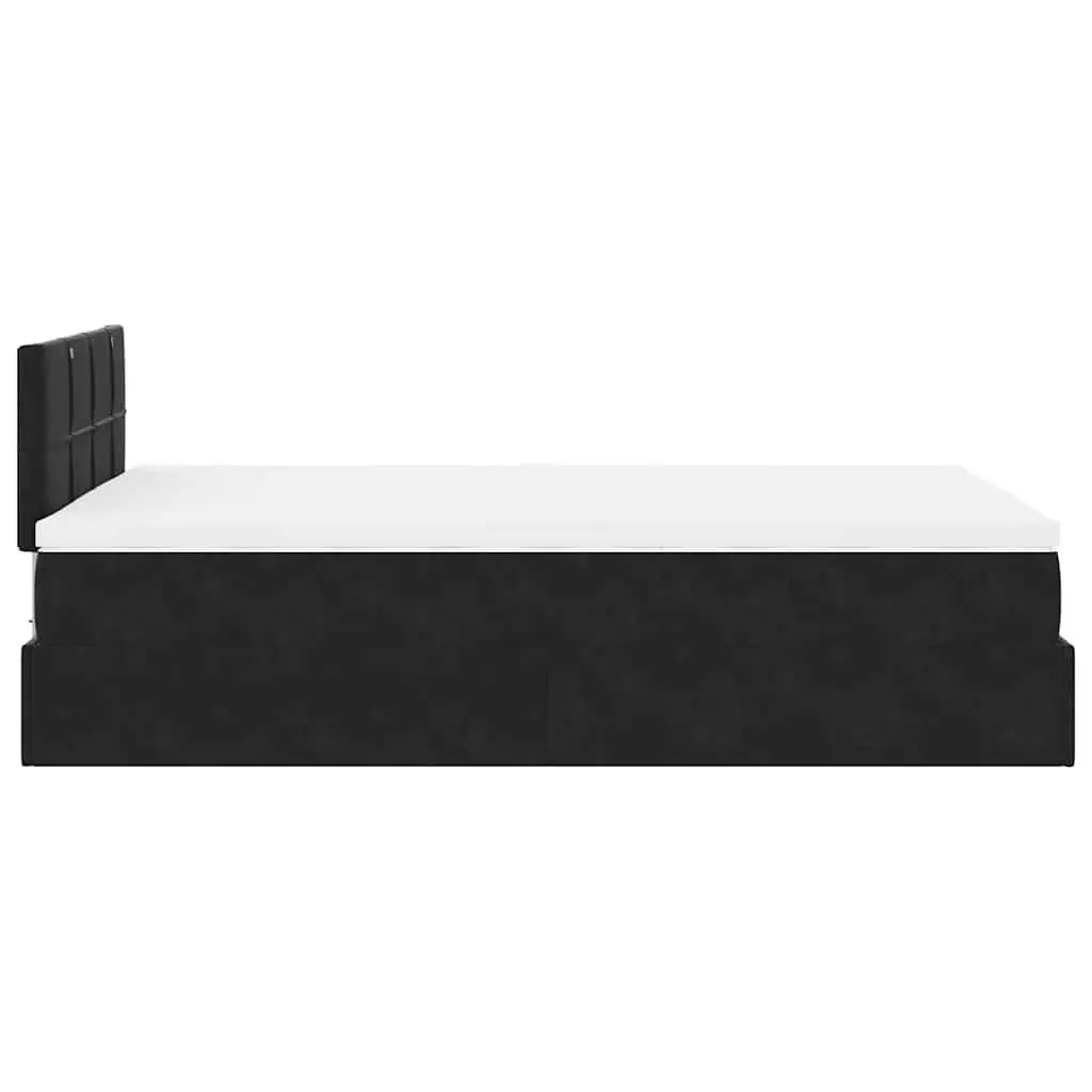 Ottoman Bed with Pocket Spring Mattress in Black Velvet
