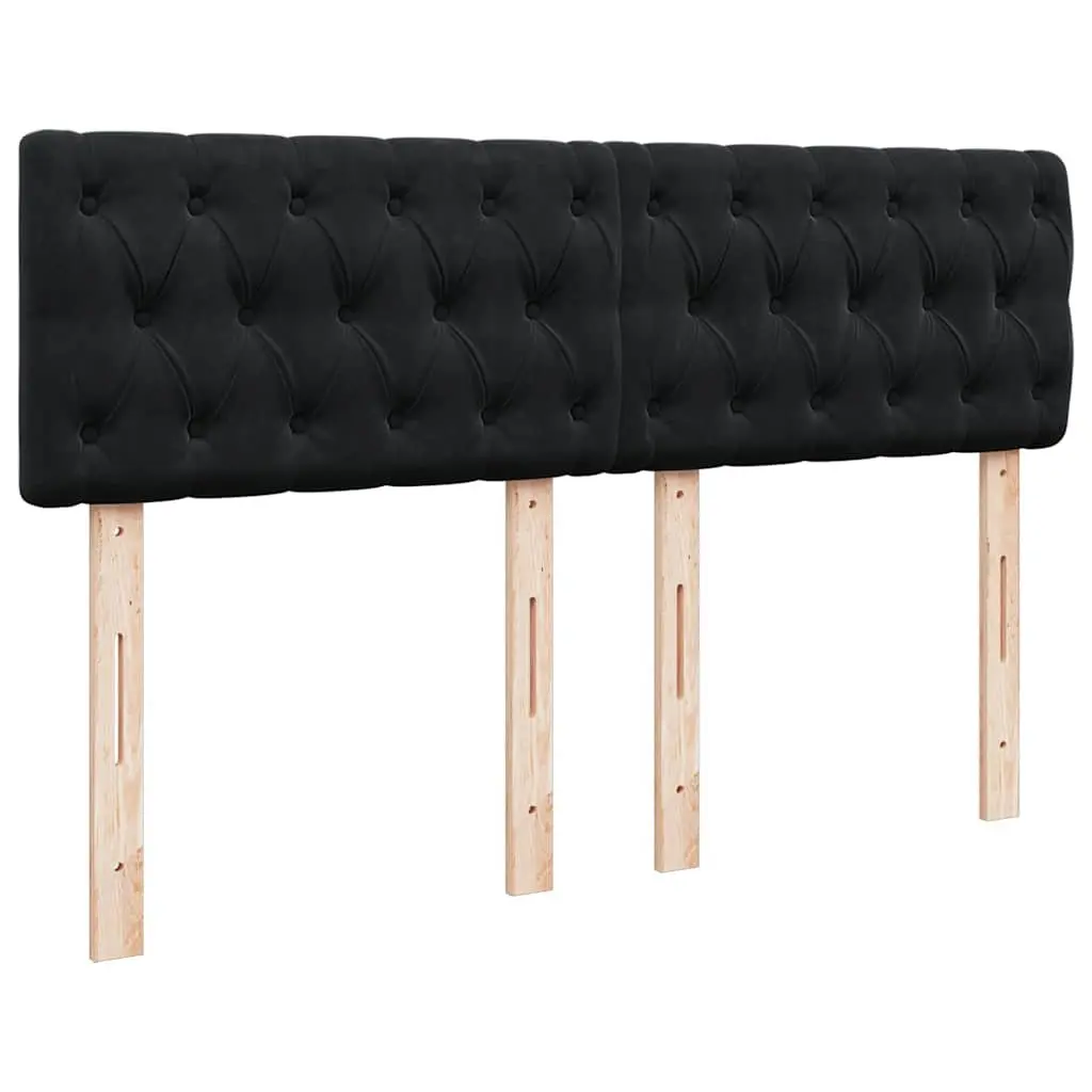 Double Ottoman Bed Velvet Black with Pocket Spring Mattress