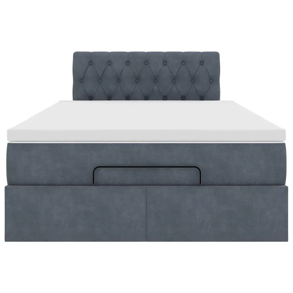 Ottoman Bed Velvet King Single Grey with Mattress and Hydraulic Lift Storage