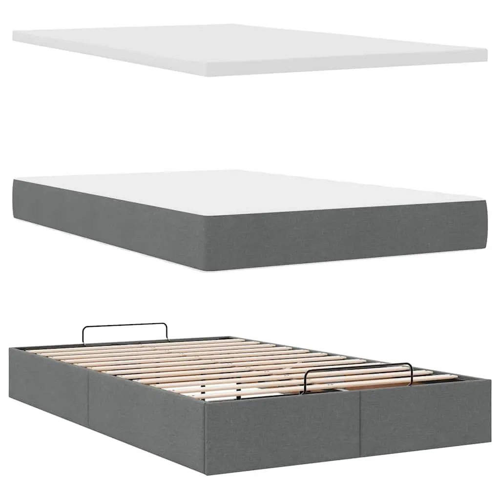 Ottoman Bed Velvet King Single Grey with Mattress and Hydraulic Lift Storage