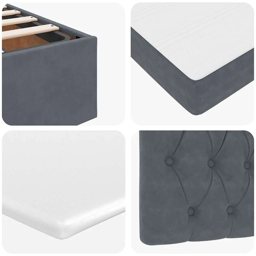 Ottoman Bed Velvet King Single Grey with Mattress and Hydraulic Lift Storage