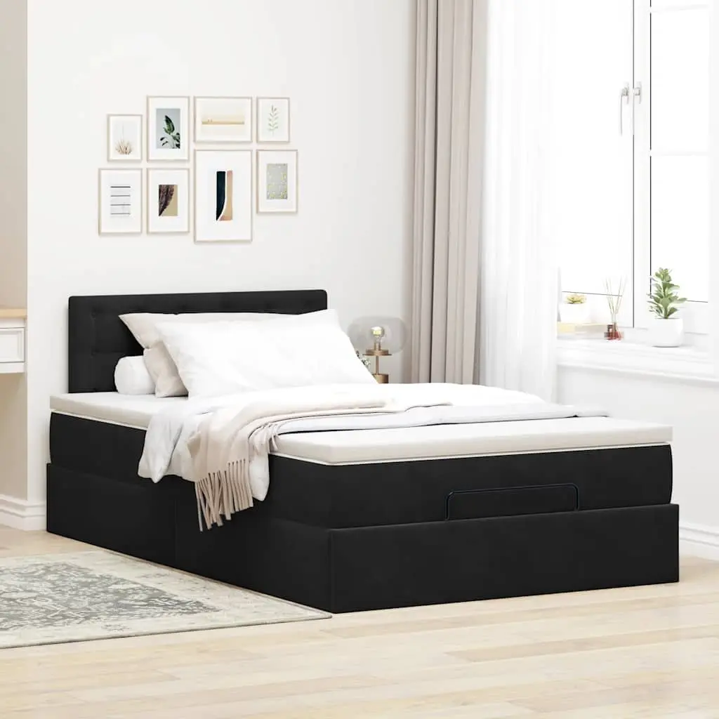 Black King Single Ottoman Bed with Pocket Spring Mattress