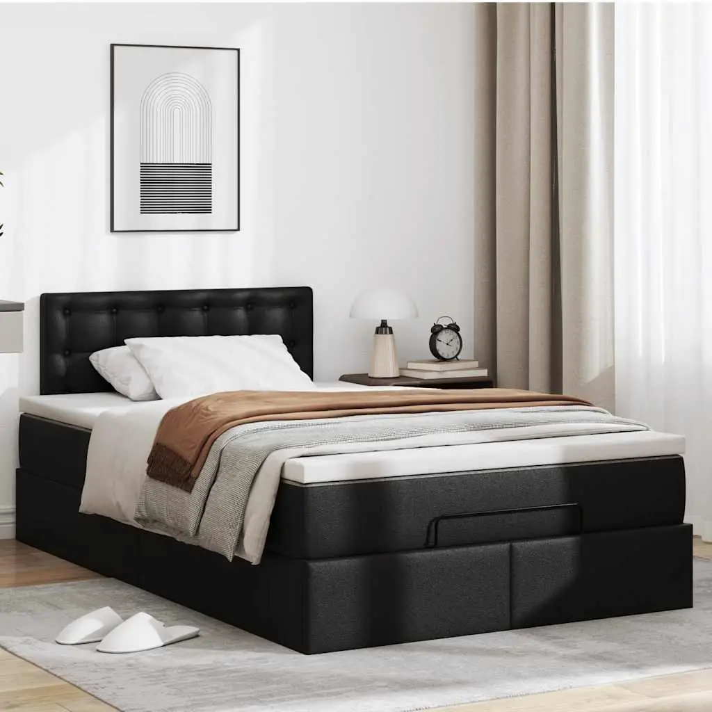 Ottoman Bed with Pocket Spring Mattress LED Lights Under-Bed Storage King