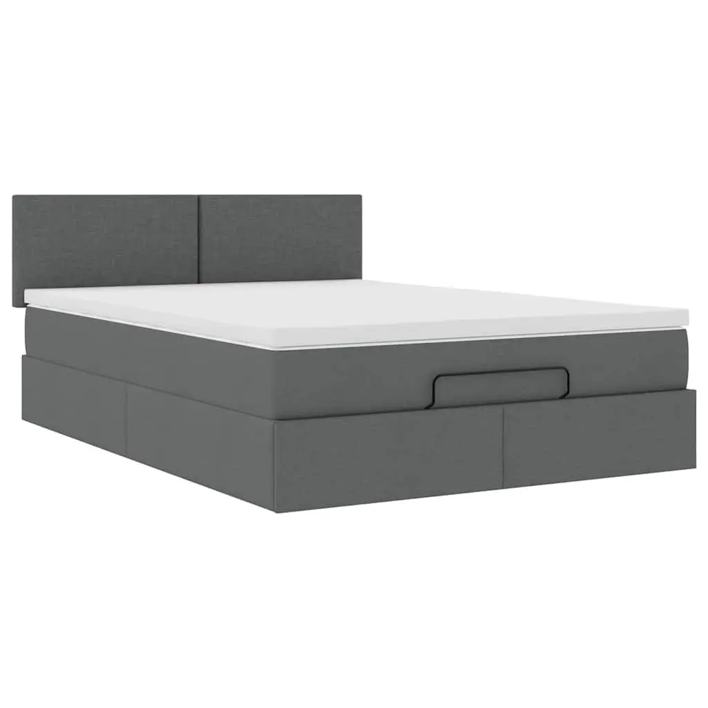 Ottoman Bed Pocket Spring Mattress Queen Grey Fabric