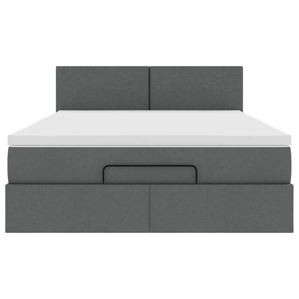 Ottoman Bed Pocket Spring Mattress Queen Grey Fabric