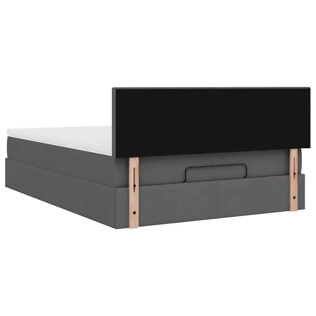 Ottoman Bed Pocket Spring Mattress Queen Grey Fabric